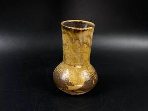 【福蔵】手作り 花入 備前焼 信楽焼 在銘 久山 花印 美品 高12.7cm