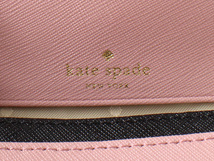 N15869 美品 kate spade ケイトスペード パスケース付き ミニ財布 コンパクトウォレット コインケース 小銭入れ キーリング リボン ピンク_画像9