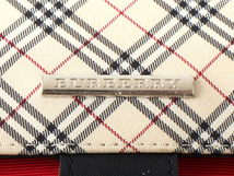 E16314 美品 BURBERRY バーバリー ノバチェック柄 化粧ポーチ ベージュ×レッド系 赤 コスメポーチ マルチケース ミラー付き_画像6