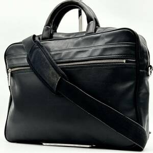 ●高級●Paul Smith ポールスミス 2way ビジネスバッグ トートバッグ ショルダーバッグ 鞄 かばん A4 PC レザー 斜め掛け可 メンズ 黒