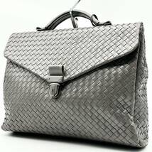 ●美品●BOTTEGA VENETA ボッテガヴェネタ ビジネスバッグ トートバッグ ブリーフケース 鞄 かばん イントレチャート レザー A4 グレー_画像1