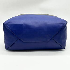 ●高級●CELINE セリーヌ ホリゾンタルカバ トートバッグ ビジネスバッグ 鞄 かばん A4 肩掛け フィービー期 本革 レザー バイカラー 茶 青の画像6