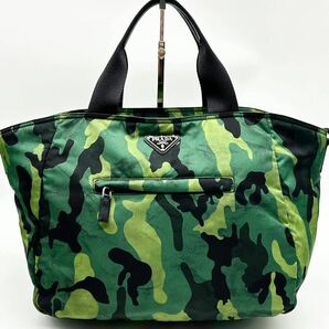 ●高級 ラージサイズ●PRADA プラダ テスート ボンバー トートバッグ ビジネスバッグ 鞄 かばん カモフラ 迷彩 三角ロゴ A4 サフィアーノ の画像1