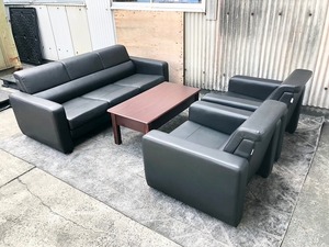 [ the US armed forces discharge goods ] reception 4 point set 3 seater . sofa ×1 legs /1 seater . sofa ×2 legs / table ×1 legs imitation leather sofa chair chair (220/E/F) BC27MM#24