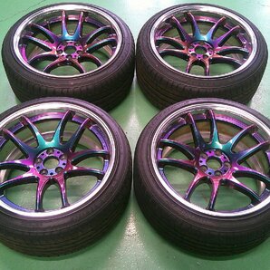 【個人宅配不可】中古 WORK EMOTION CR2P 18x9.5J 5H 100 ARK / SAILUN 225/40R18 2022年製造 サマータイヤ 4本セット (棚1510-C204)の画像1