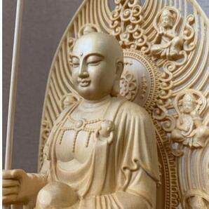 最新作 仏像 彫刻 木彫 地蔵菩薩像 檜木 高43cmの画像5