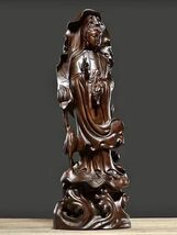 職人手作り 仏教美術 精密細工 木彫仏像 黒檀木 観音菩薩像　仏像　置物 高さ30cm_画像3