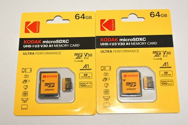 【新品未使用】マイクロSDカード 64GB 2枚 コダック class10 UHS-I U3 V30 A1 microSD microSDXC マイクロSD KODAK 高速 4K