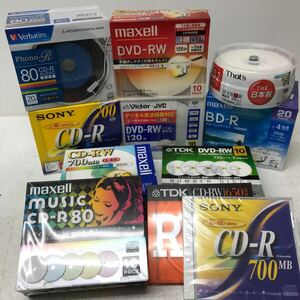 0307Q 未使用★記録用ディスク 11点セット CD-R / CD-RW / DVD-RW / BR-R / SONY 20CDQ80DN / maxell CDRA80PMIX CDRW80PW / TDK 他