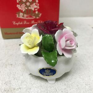 0315S AYNSLEY エインズレイ 陶花 陶磁花 置物 フラワー 陶器 インテリア オブジェ ENGLAND 横:約8.5cm 高さ:約8cm 奥:約7.5cm