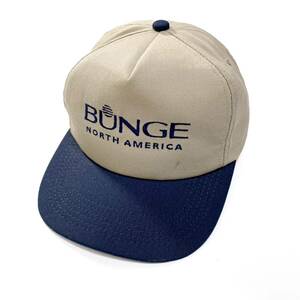 90s BUNGE 企業 キャップ 帽子 2トーン 80s トラッカー ビンテージ ヴィンテージ usa old ネイビー 刺繍 アメリカ ベースボール cap free