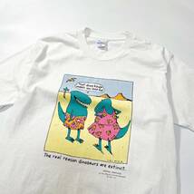 80s Shoebox greeting 90s プリントt Tシャツ 恐竜 ビンテージ アメリカ製 usa old L パロディ アート ホワイト 絵本 絵画 アメコミ 70s_画像2