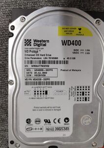 WESTERN DIGITAL　WD400 IDE HDD 40GB　IDE接続です、お間違えのないように。動作問題なし。