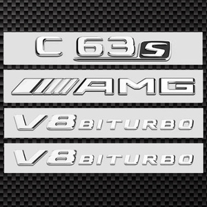 ベンツ AMG リア サイド エンブレム C63S silver 4点セット ｜ 新品・未使用
