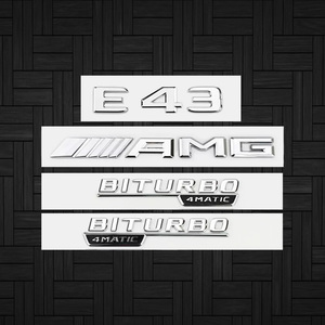 高品質版 ベンツ AMG リア サイド エンブレム E43 silver 4点セット ｜ 新品・未使用