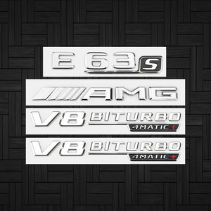 高品質版 ベンツ AMG リア サイド エンブレム E63S silver 4点セット ｜ 新品・未使用