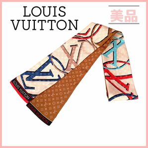 ルイヴィトン LOUIS VUITTON M77319 バンドー・プラネット LV リボンスカーフ ブラウン ベージュ モノグラム