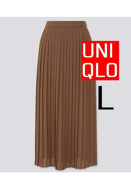★UNIQLOユニクロ シフォンプリーツロングスカート（丈標準80～84cm） L ダークブラウン★
