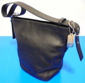  there there superior article )COACH all leather shoulder bag black 