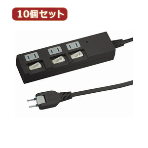 YAZAWA 10個セット個別スイッチ付節電タップ Y02BKS333BKX10 /l