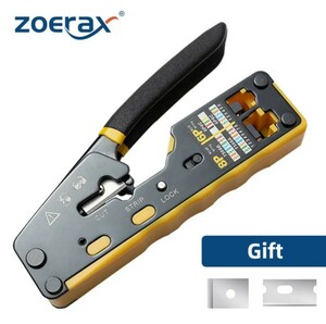 [ new goods ]ZOERAX LAN cable connector crimping pliers caulking tool crimping tool RJ45 RJ11 cat5 cat6 penetrate type connector 10 piece set 