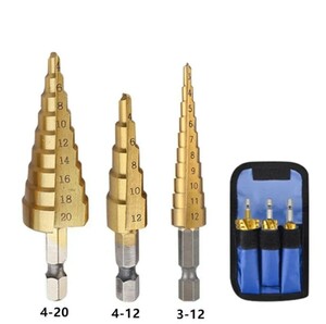 [ new goods ] titanium coating step drill hexagon axis drill bit electric drill takenoko drill case attaching 3 pcs set 
