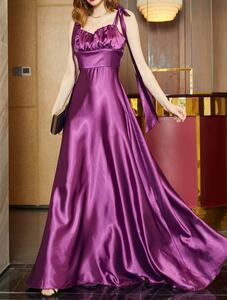 N0326　レディースワンピース☆　大人sexy☆　☆　ファッション　　　お呼ばれドレス　　つるつる　　　紫　