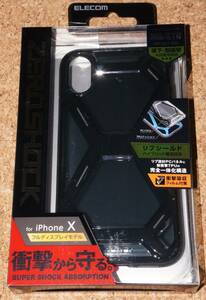 ★新品★ELECOM iPhone X/XS ZEROSHOCK シェルケース リブシールド ブラック