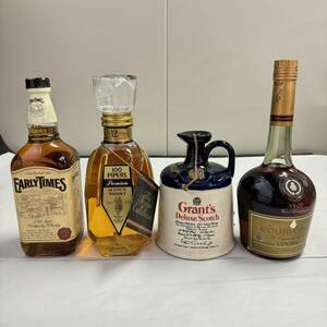 B858(035)-121/HK3000　酒　※同梱不可　４本まとめ　EARLY TIMES 40%750ml / 100 PIPERS 43%750ml / Grant's 43%760ml / COURVOISIER VSOP