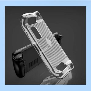 ゲームケース・Steam Deck用 クリア ケース/カバー カーボン調 TPU 耐衝撃 シンプル スリム ソフトケース おしゃれ