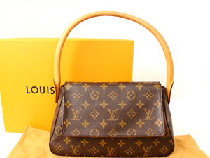 ☆LOUIS VUITTON【ルイ・ヴィトン】ミニルーピング☆モノグラム☆ハンドバッグ☆ショルダー ロゴ☆レザー☆ブラウン☆箱付き