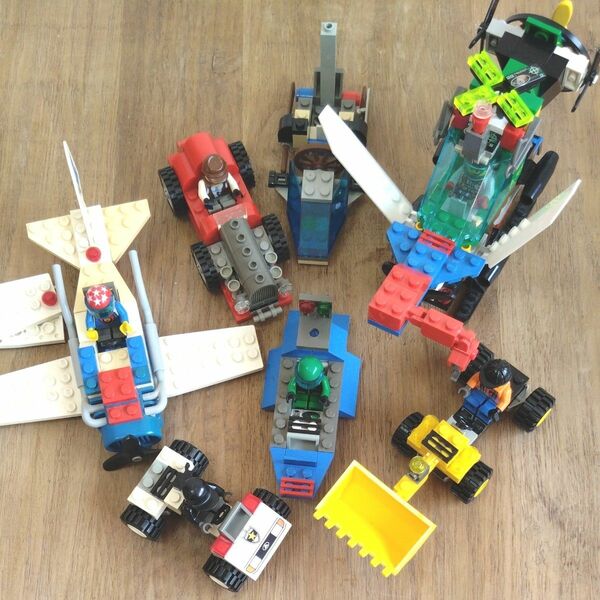 【ジャンク】 LEGO乗り物色々 フィグ6体