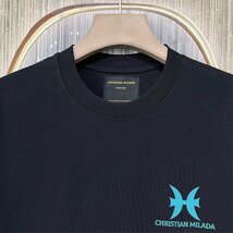 定価2万★christian milada・ミラノ発・半袖Tシャツ★綿100％ 高級 吸汗 通気 個性 魚座柄 トップス カットソー 男女兼用 夏服 M/46サイズ_画像4