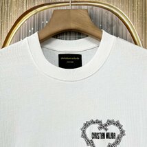 定価2万★christian milada・ミラノ発・半袖Tシャツ★綿100％ 薄手 通気吸汗 個性 ハート柄 ロゴ オシャレ カジュアル 普段着 夏 M/46_画像4