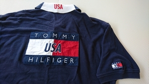 希少 90s TOMMY HILFIGER トミーヒルフィガー フラッグ INTERNATIONAL GAMES USA 半袖ポロシャツ L