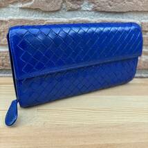 ◆正規品◆BOTTEGA VENETA イントレチャート 長財布 レザー ブルーカラー_画像2