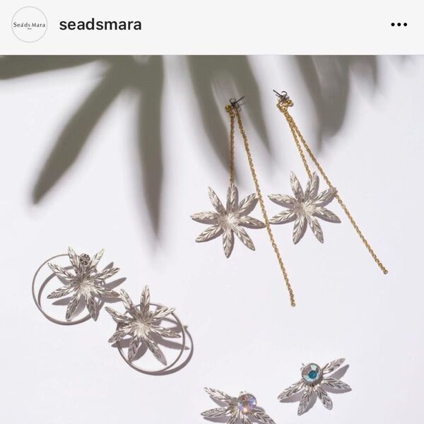 大人気 Seads mara シーズマーラ フラワー フープ ピアス シルバー