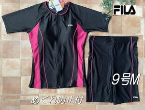  new goods *FILA filler * sleeve attaching switch fitness swimsuit *9 number M* pink × black 