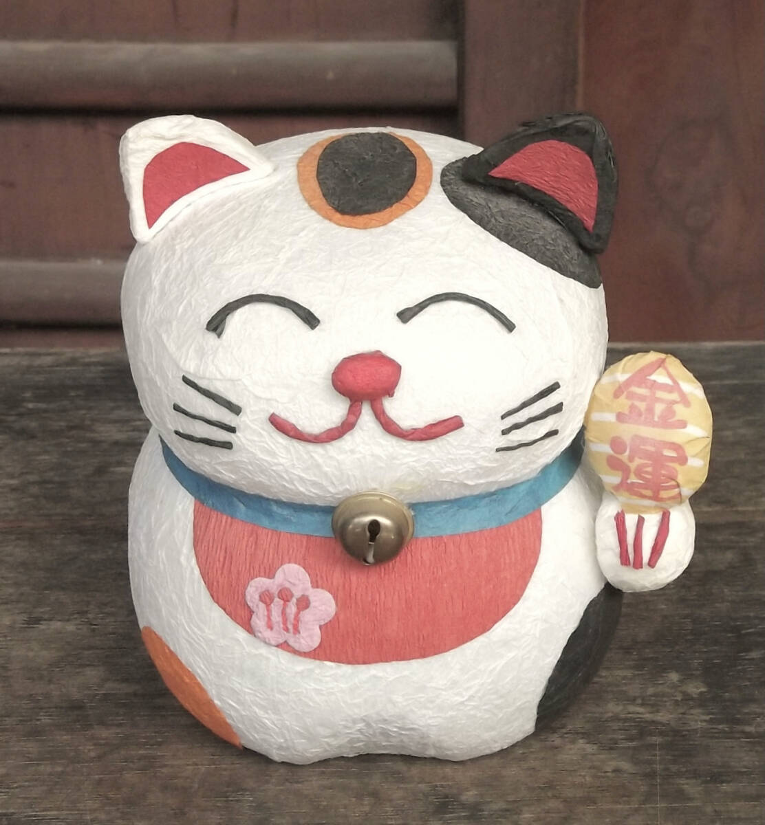 alter Lampenschirm aus japanischem Papier, Manekineko-Katze, Tischbeleuchtung, japanischer Stil, Ornament, Puppenpapier, Bastelpapier, Krepp, handgefertigt, Pappmaché, Daruma-Form, Antiquität, Sammlung, verschiedene Waren, Andere