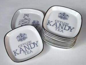 ビンテージ 磁器 ミニトレイ スリランカ 10枚 紅茶 CEYLON KANDY TEA ムレスナ セイロン キャンディー ティー コースター ノベルティ 茶器