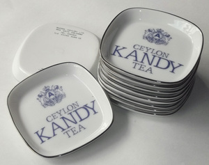 ビンテージ 磁器 ミニトレイ スリランカ 10枚 紅茶 CEYLON KANDY TEA ムレスナ セイロン キャンディー ティー コースター ノベルティ 茶器