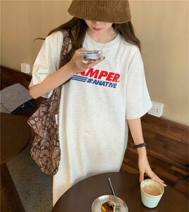 【新品】ワンピース（フリー） チュニック Tシャツ ロング丈 ホワイト トップス ゆったり 