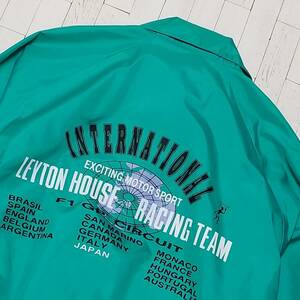 【美品】◎ LEYTON HOUSE レイトンハウス/ 長袖 ワンポイント刺繍ロゴ ナイロンジャケット レーシングジャケット　SIZE： M　グリーン