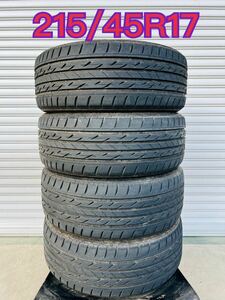 215/45R17 ブリヂストンタイヤ　4本セット　バリ山　中古　プリウス　17インチ　ドリケツ　ドリ車　215-45-17 215 45 17 ブリジストン