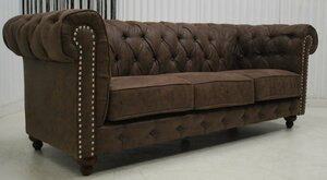  great special price outlet exhibition goods free shipping article limit Northern Europe style Cesta - field manner 3 seater . sofa Brown leather fabric 