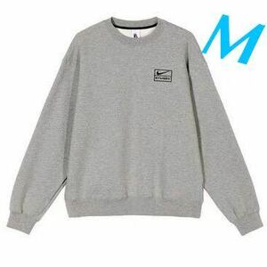 * бесплатная доставка *[ новый товар оценка завершено ]M размер Stussy x Nike Fleece Crew Grey Stussy Nike флис Crew серый свободный стрейнер 