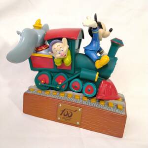 ★Disney ウォルト・ディズニー 100周年記念 トレインバンク ラナ製 中古 ★ ミッキー /ダンボ/小人 電車 貯金箱