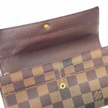 ◆ ルイ ヴィトン LOUIS VUITTON ダミエ ポルトフォイユ サラ N61734 長財布 エベヌ ブラウン レディース メンズ ウォレット_画像7