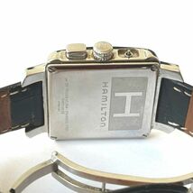 ◆ ハミルトン Hamilton ロイド クロノグラフ クォーツ 腕時計 H194120 メンズウォッチ 不動品 黒文字盤 純正バックル スクエア デイト_画像3