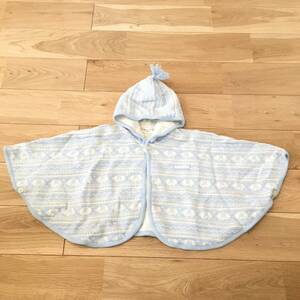  beautiful goods CELINE baby Celine baby knitted with a hood poncho blanket blue 90